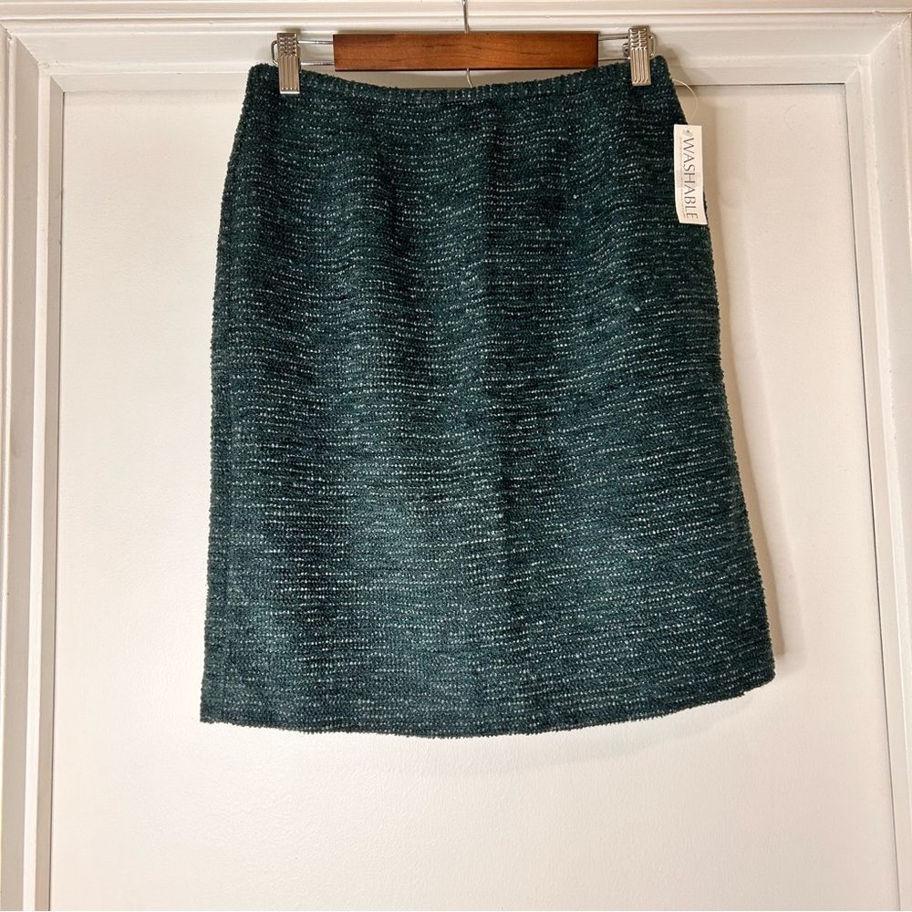 Norton McNaughton Turquoise and Green Tweed Mini Skirt - Size 8 (NWOT) - Picture 2 of 10